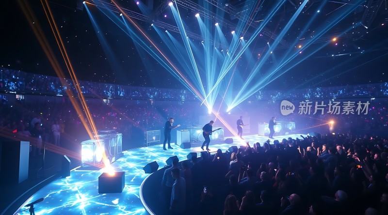 舞台灯光璀璨乐队激情演奏观众热情高涨