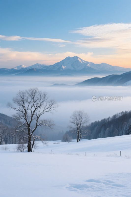 雪山云海雪景图