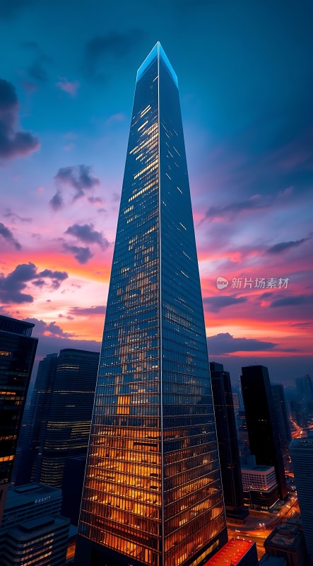 摩天大楼夜幕下的璀璨光芒