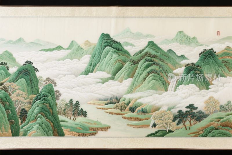 传统山水国画画卷