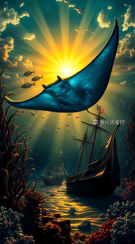 海中巨鳐与沉船