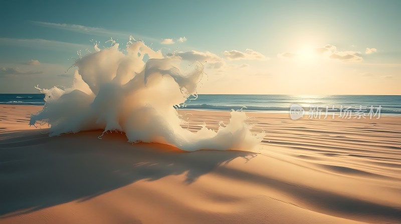 阳光下的沙浪与海浪