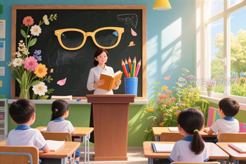 教师授课课堂插画