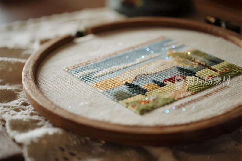 刺绣手绣风景画