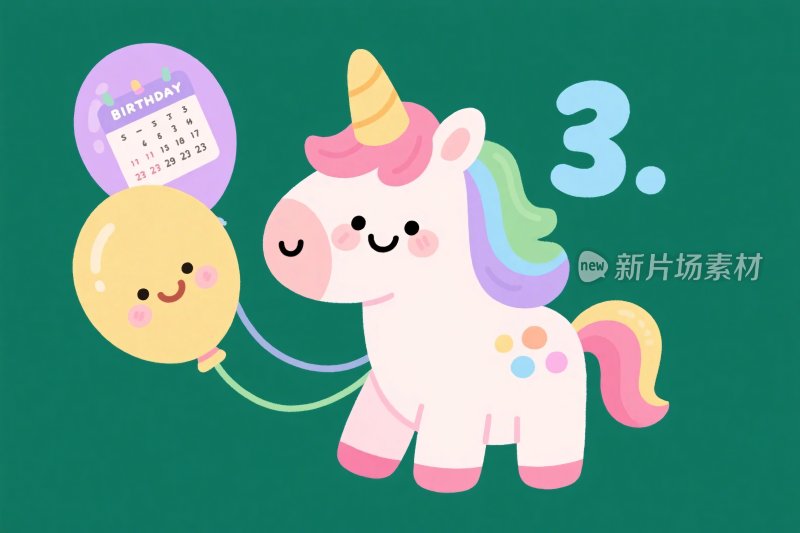 可爱独角兽气球插画
