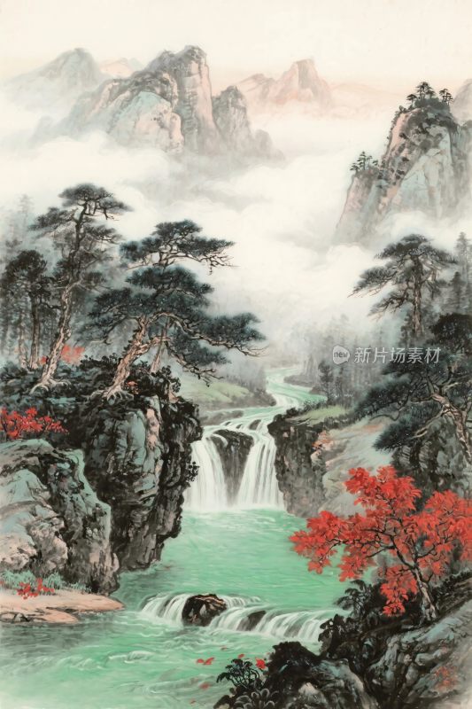 山水水墨风景图