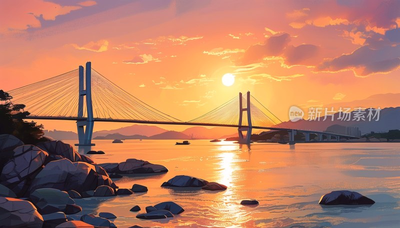 礐石大桥黄昏景