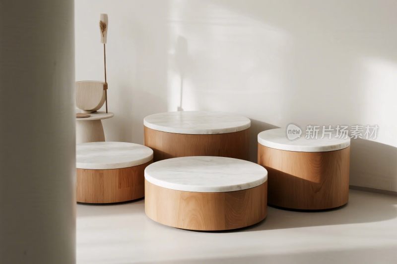 圆形木质展示台摆件