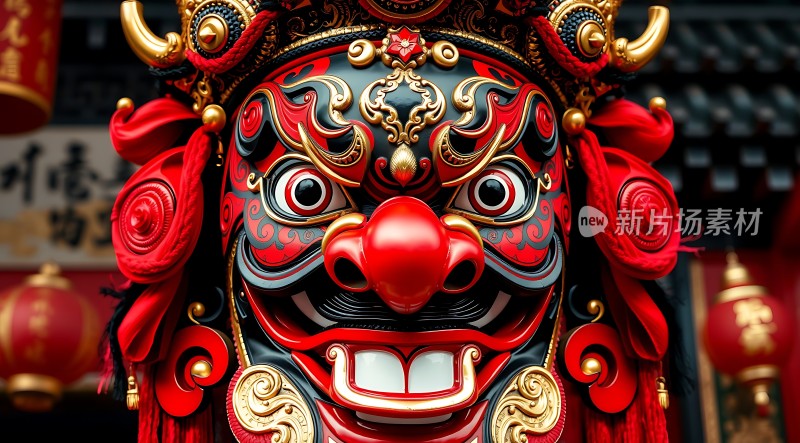 红色面具艺术展示