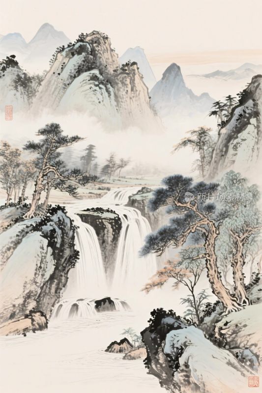 中国传统山水水墨画