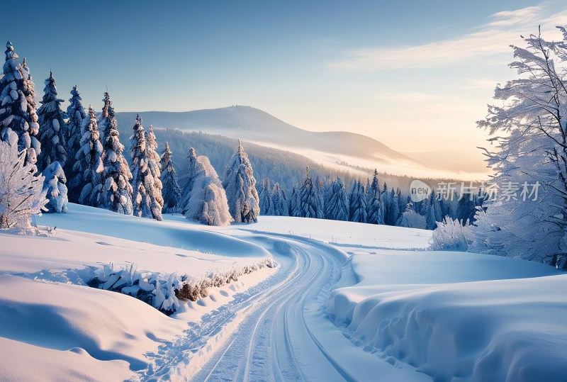 冬天冰雪天空自然风景