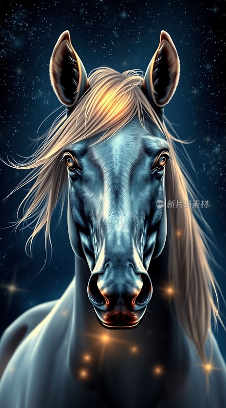 星空下的神秘马影