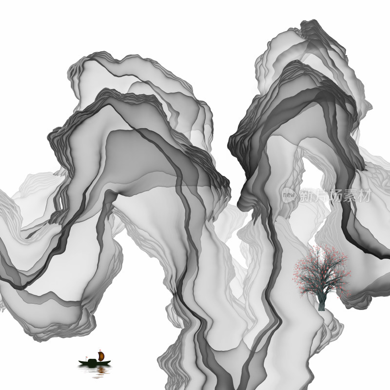 抽象水墨意境山水装饰画