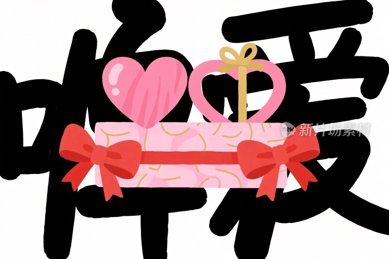 怜爱礼盒爱心插画