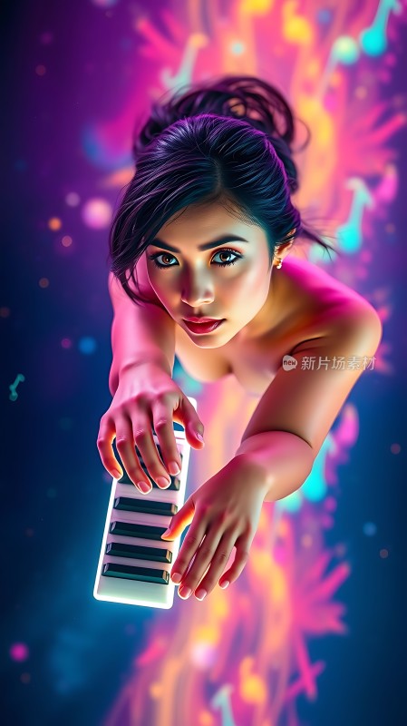 钢琴少女光影交织的音乐梦想