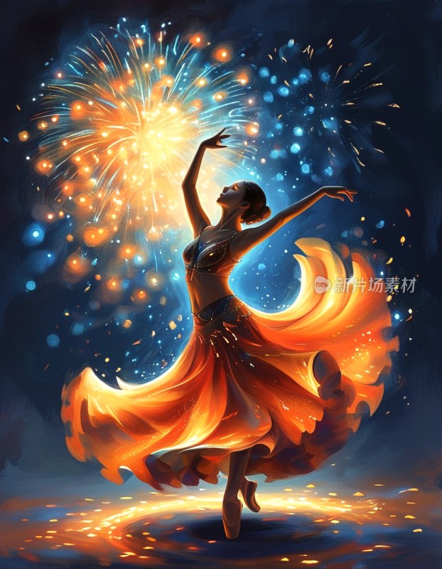 舞者烟火旋转