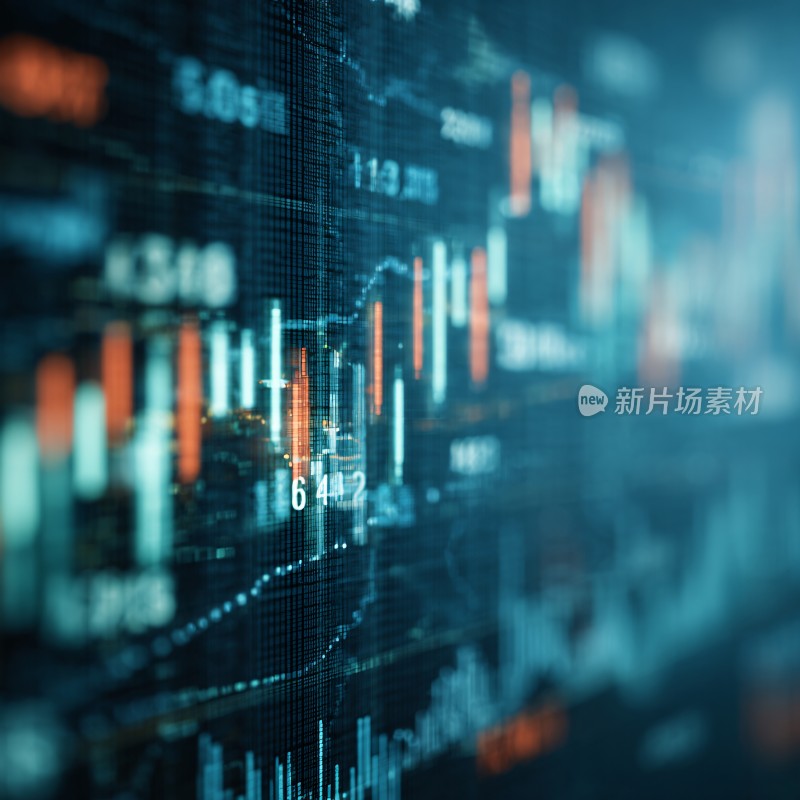 模糊的金融数据图表画面