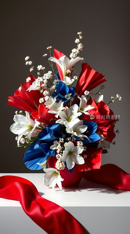 红蓝白三色花束