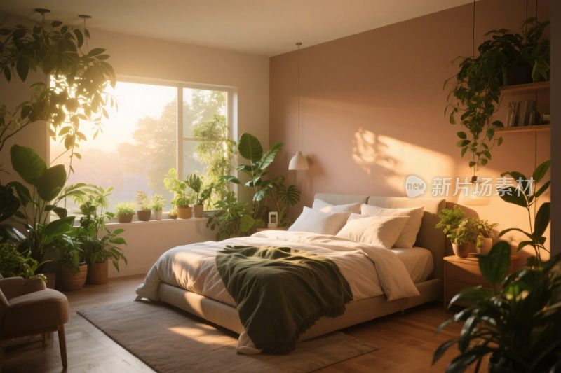 温馨绿植卧室场景