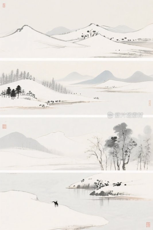 水墨山水风景插画