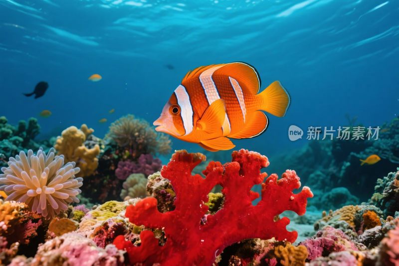 水下珊瑚与鱼场景