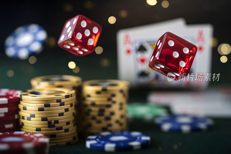 骰子筹码与扑克牌画面