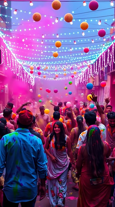 彩色狂欢节上的欢乐时光