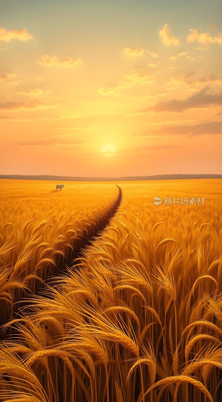金色麦田日落时分