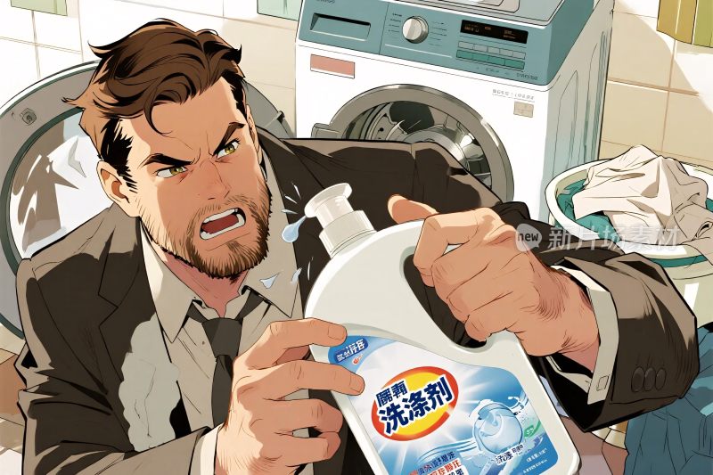 男士洗衣液广告插画