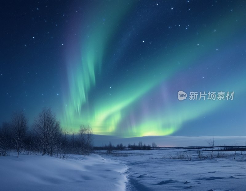 极光映雪景