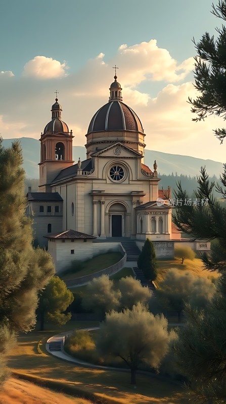 阳光下的宏伟教堂