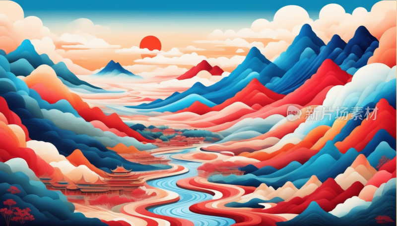 中国画山水画背景