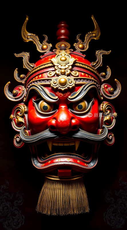红色面具金色装饰威武壮观