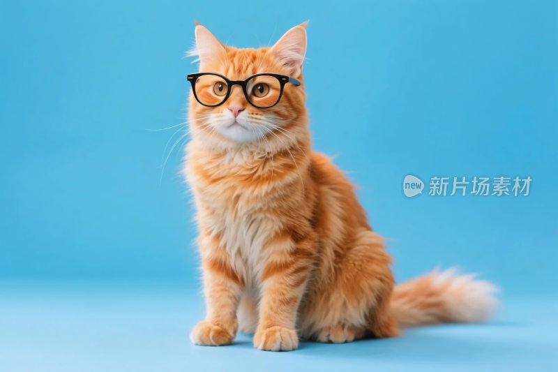 戴眼镜的橘色猫咪