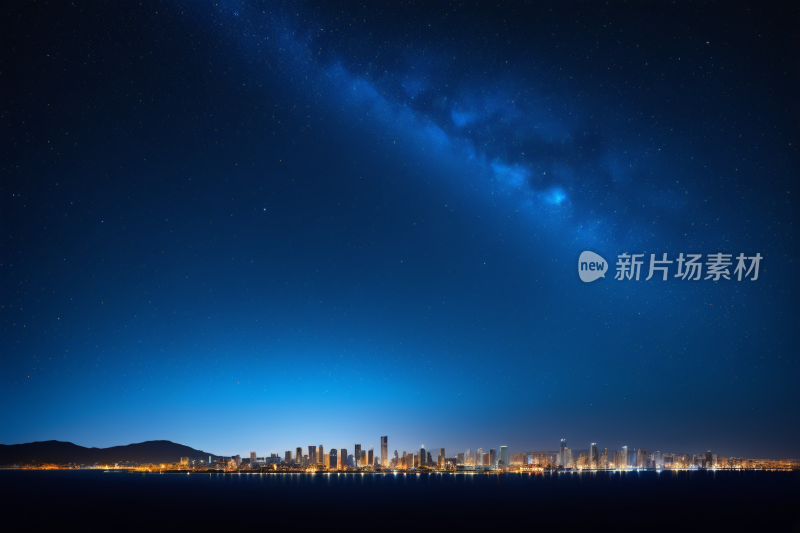 夜空有星星在城市上空流淌高清背景纹理图片