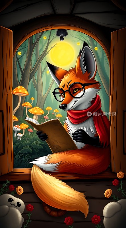 狐狸读书森林夜读