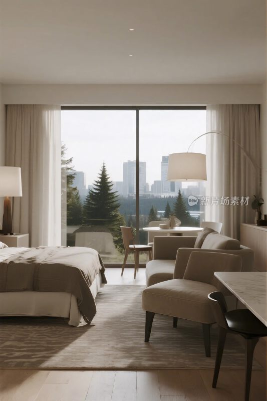 现代酒店客房室内图