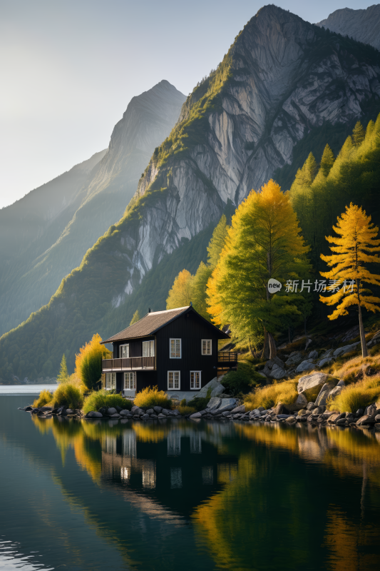 湖泊山脉高清风景图片