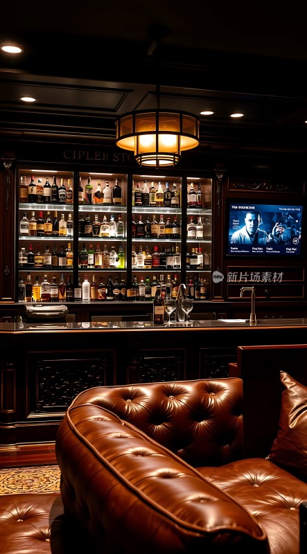 豪华酒吧高端沙发酒水琳琅满目