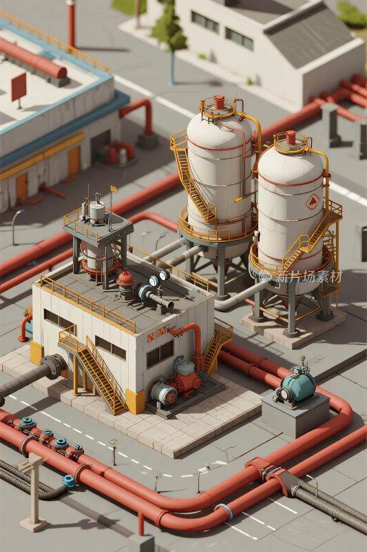 工业设施等距插画