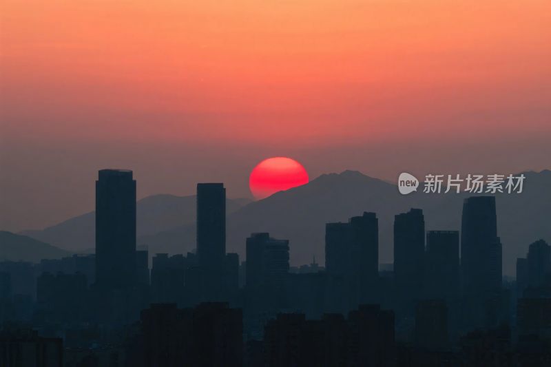 城市日出剪影风景