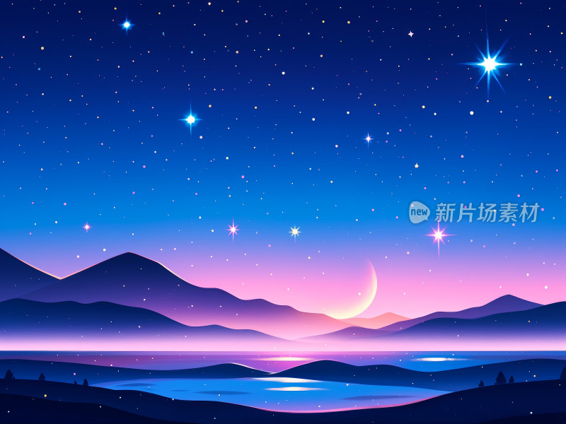 星空下的宁静湖畔