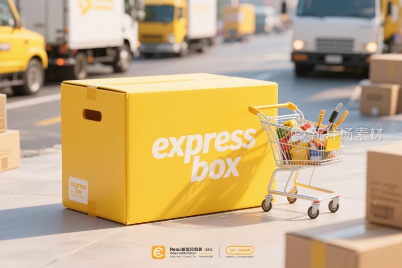 快递物流运输场景插画