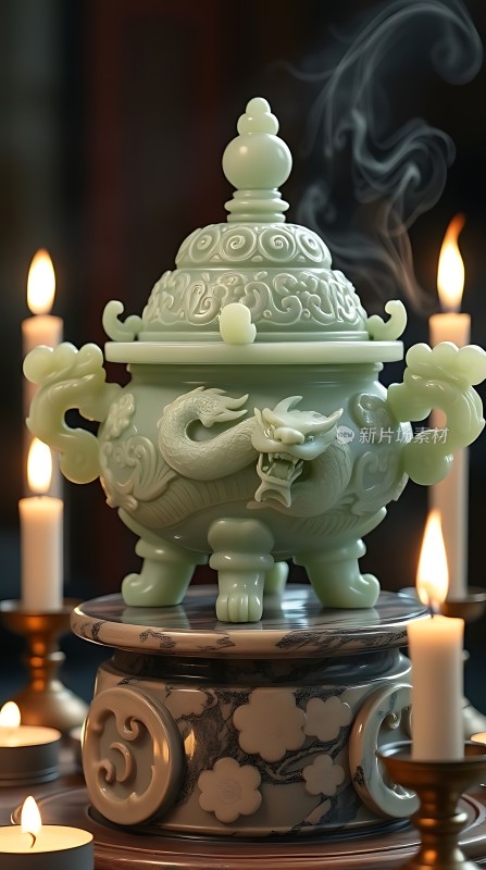 翠玉龙纹香炉