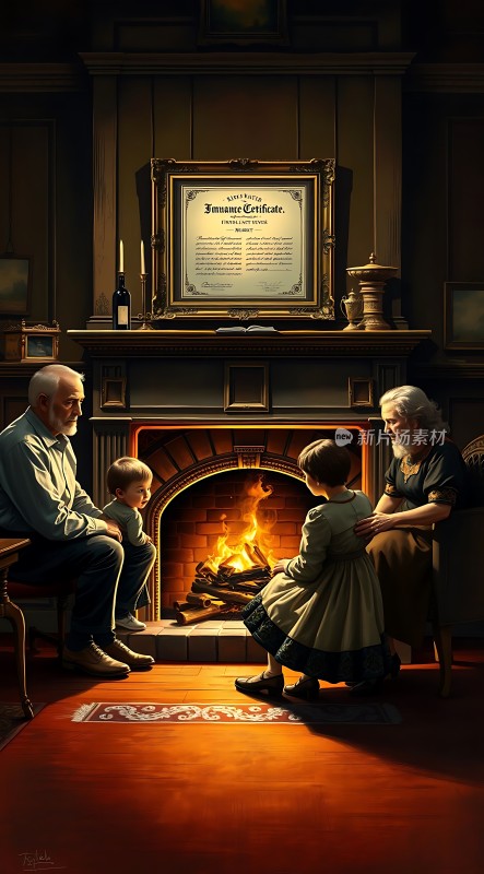温馨家庭 fireplace旁的温暖时刻