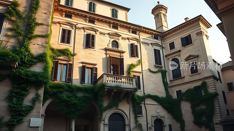 藤蔓覆盖的历史建筑宁静而优雅