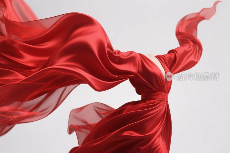 红色丝绸飘动画面
