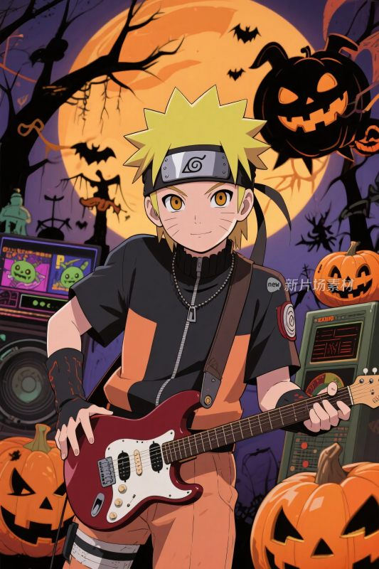动漫角色弹吉他万圣夜