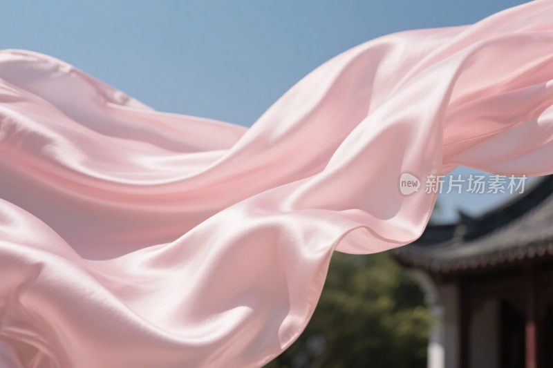 粉色丝绸飘动景象