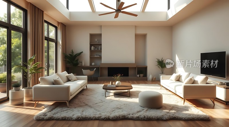 现代客厅设计简约风格自然光线充足家具布置温馨舒适